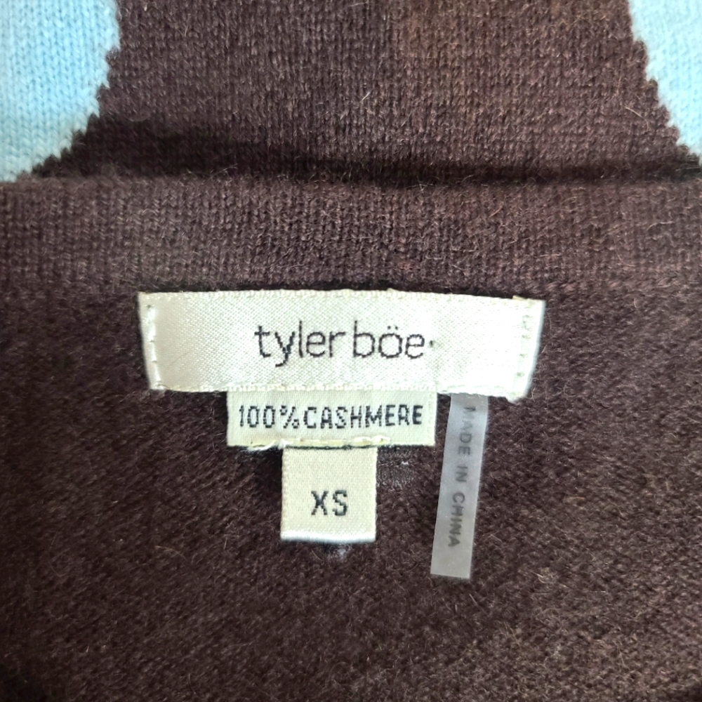 Tyler Boe Polka Dots Cashmere 100% Crewneck Sweater in Chocolate Brown - Picture 5 of 10